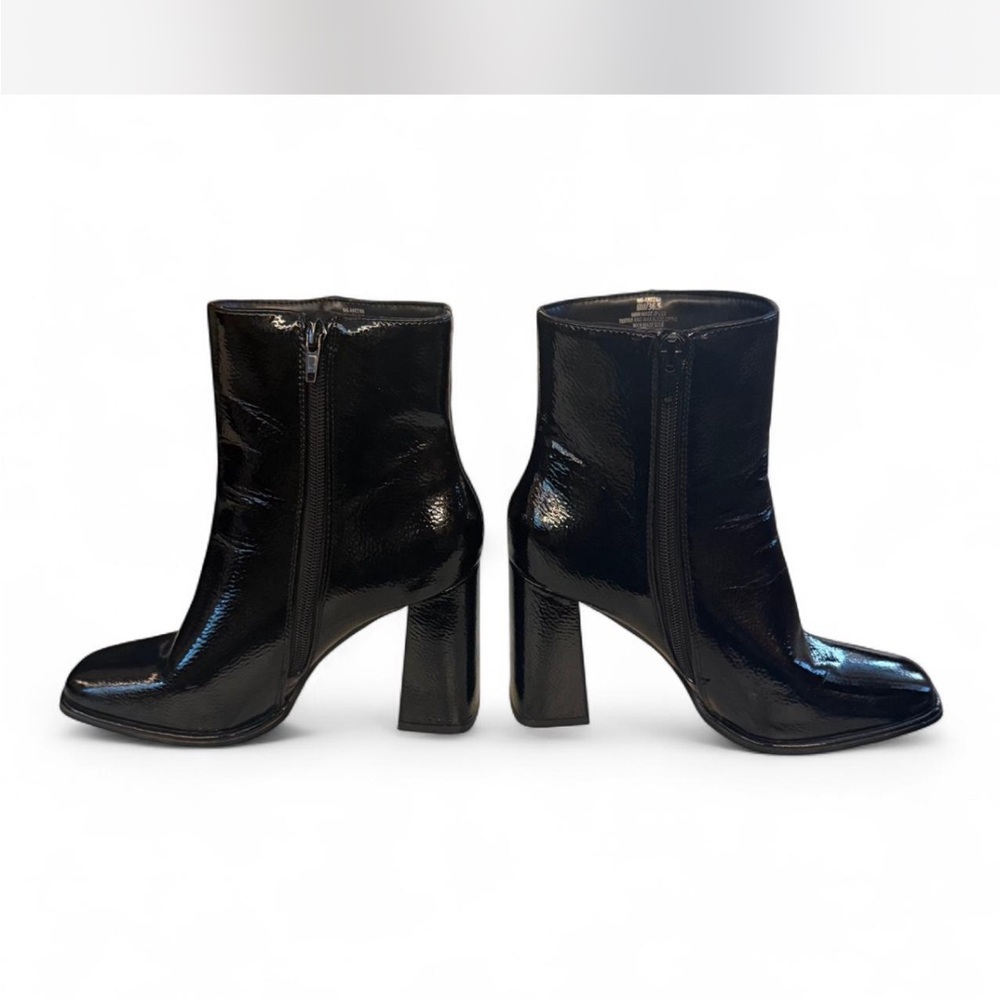 Glossy Black Heeled Ankle Boots size 6